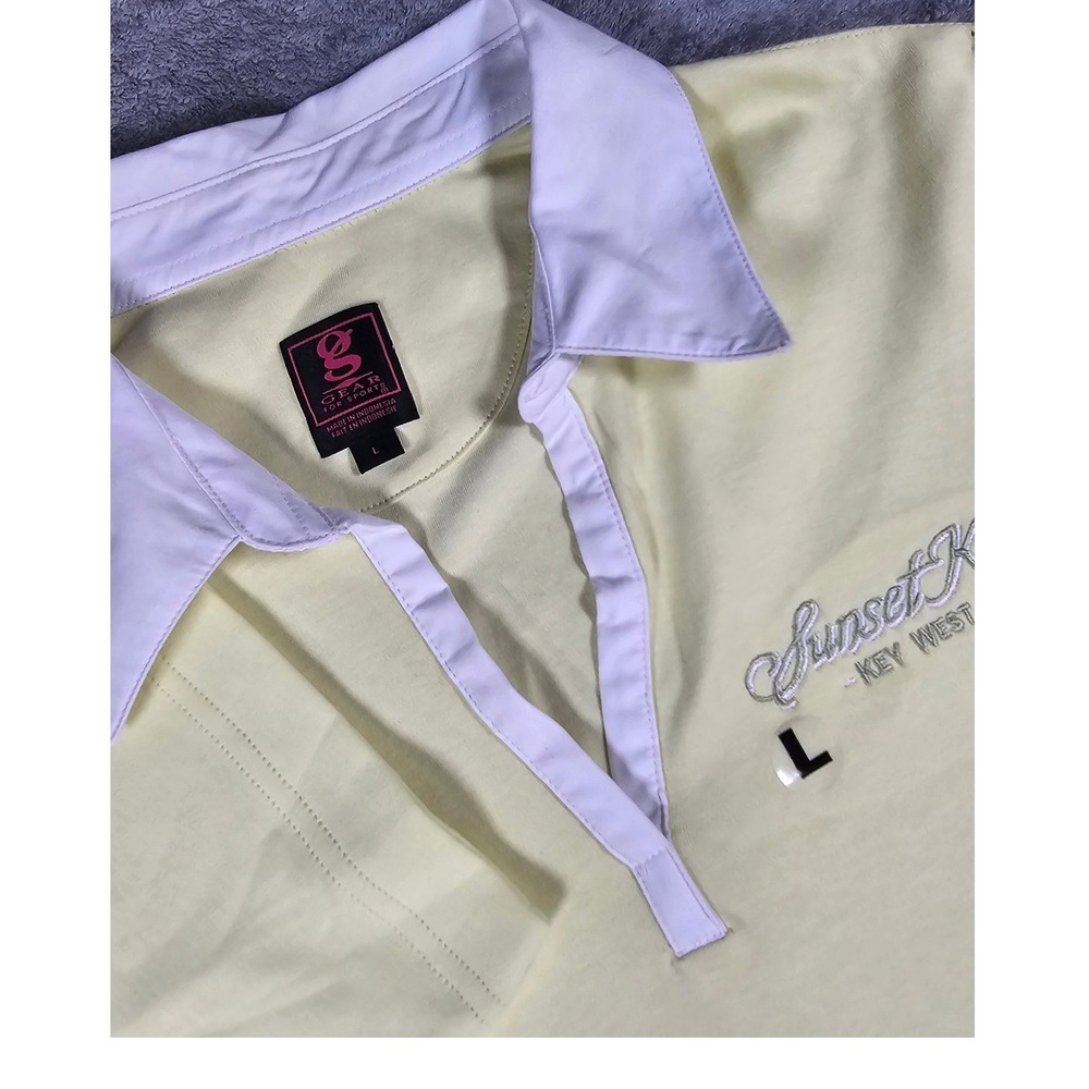 Gear For Sports Womens Yellow Golf Polo Shirt Large Embroidered Preppy sporty